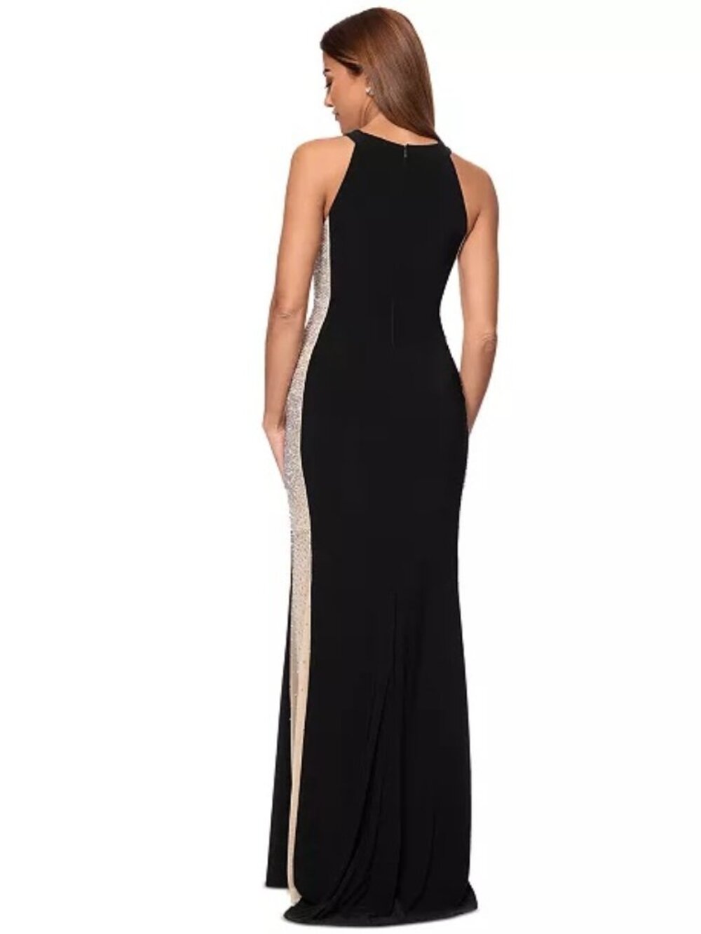 XSCAPE Women's Madison Long Ity Gown with Caviar Beaded Sides. NEW WITH TAGS.